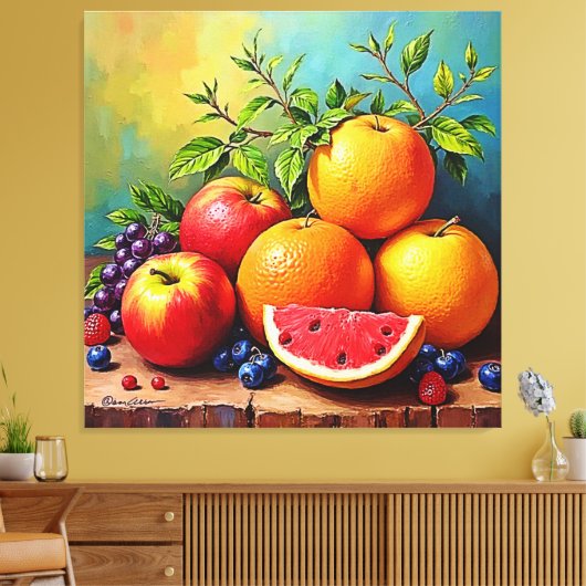 Vers fruit in een perfecte mix canvas afdruk (Insitu (Woonkamer))