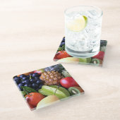 Vers Fruit - Zoete Vertoning, foto Glazen Onderzetter (Schuin)