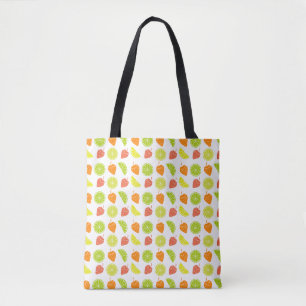 'Vers fruitpatroon' Citrus- en aardbeienschouderta Tote Bag