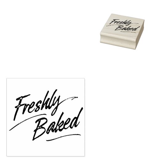 Vers gebakken Label Wood Stamp Rubberstempel (Gestempeld)