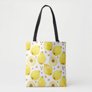 Vers gele kwekerijvruchten, naadloze waterverf tote bag