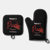 Vers gemaakte pizza pizzeria ovenwant & pannenlap set (Voorkant)