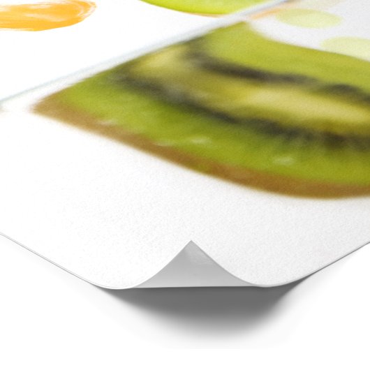 Vers gemengd fruit met appel- en oranje sap poster (Hoek)