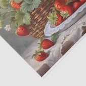 Vers geoogste aardbeien en aardbeienjam tissuepapier (Detail)