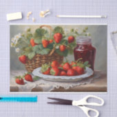 Vers geoogste aardbeien en aardbeienjam tissuepapier (Craft)