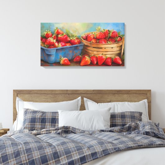 vers geplukte aardbeien canvas afdruk (Insitu (Slaapkamer))