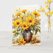  vers geplukte bloemillustratie kaart (Gele Bloem)