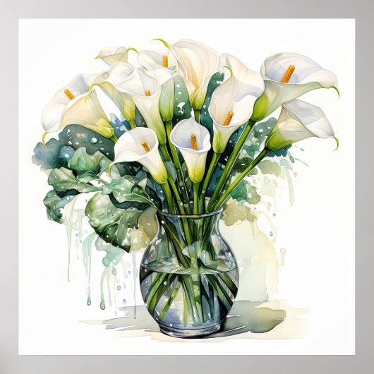 Vers geplukte Calla lelies illustratie Poster (Voorkant)