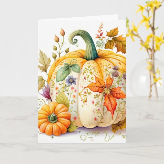 Vers geplukte Herfst geoogste pompoen Kaart (Gele Bloem)