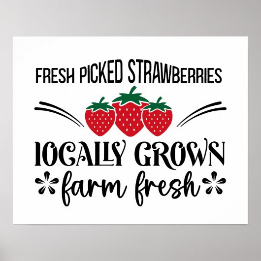Vers geplukte lokaal geteelde aardbeien poster (Voorkant)