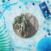 Vers gesneden Sage Barn-wood Twinkle Lights Papieren Bordje (Feest)