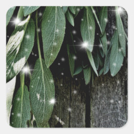 Vers gesneden Sage Barn-wood Twinkle Lights Vierkante Sticker