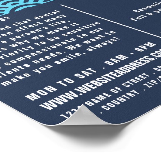 Vers gevoel, tandheelkunde, tandheelkundige omkeri poster (Hoek)