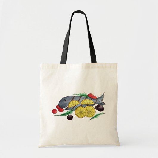 Vers Grilled Fish Greek Mediterranean Seafood Tote Bag (Voorkant)