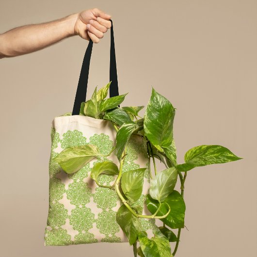 Vers groen kantpatroon tote bag