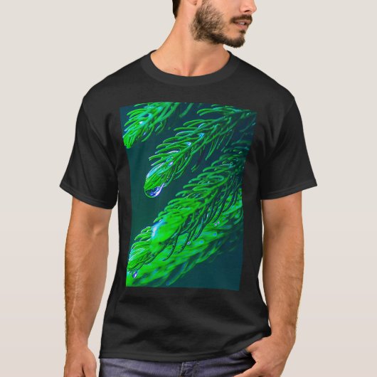 Vers groene bladeren met waterdruppel - Pine Tree T-shirt (Voorkant)