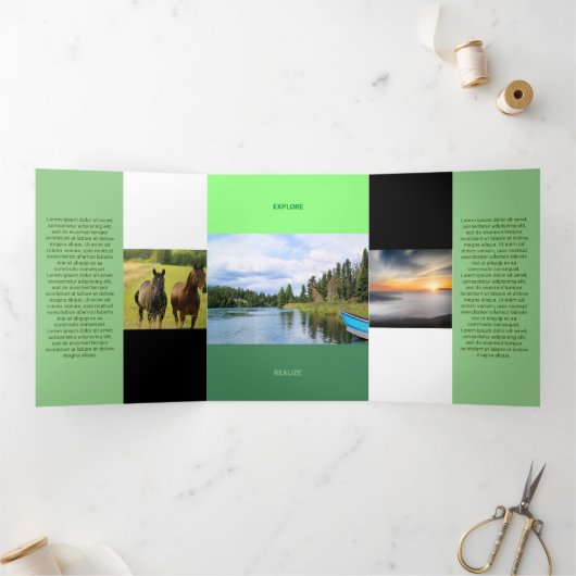 Vers groene toon uitgelijnd QR-code Drieluik Kaart (Binnen)