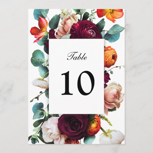 Vers Herfst Floral Elegant Table Number (Achterkant)