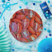 Vers in stukken gesneden tomaten papieren bordje (Feest)