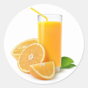 Vers jus d'orange in een glas ronde sticker
