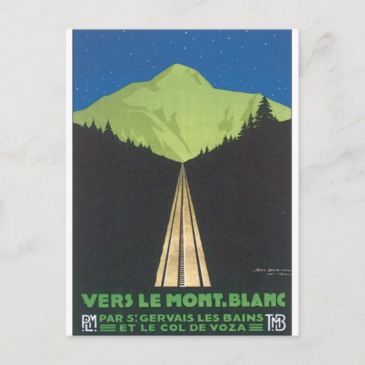 Vers Le Mont. Blanc Vintage Travel Poster Briefkaart (Voorkant)