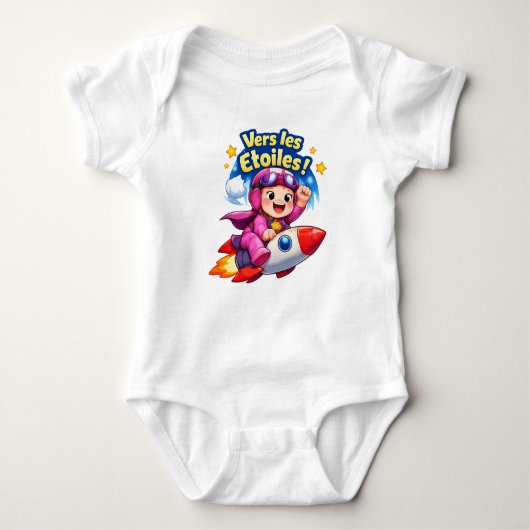 Vers les Étoiles Cute Baby Astronaut Illustration Romper (Voorkant)