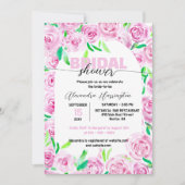 Vers Levendig Roze Waterverf Rozen Vrijgezellenfee Kaart (Voorkant)