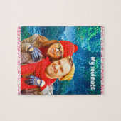 vers modern gepersonaliseerd ontwerp rode harten legpuzzel (Horizontaal)