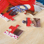 vers modern gepersonaliseerd ontwerp rode harten legpuzzel (Zijkant)