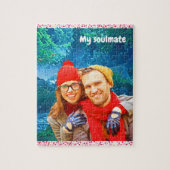 vers modern gepersonaliseerd ontwerp rode harten legpuzzel (Verticaal)