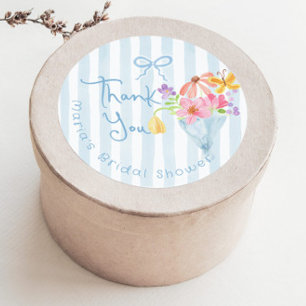 Vers Net van de Markt Blauwe aquarel Dank je Ronde Sticker