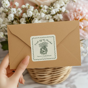 Vers Net Van De Markt Handgetekende Bruidsdouche Vierkante Sticker