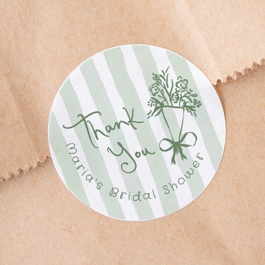 Vers Net Van De Markt Whimsical Groen Handgetekend Ronde Sticker