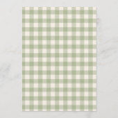 Vers Op de Markt Gingham Bruiloftsfeest Kaart (Achterkant)