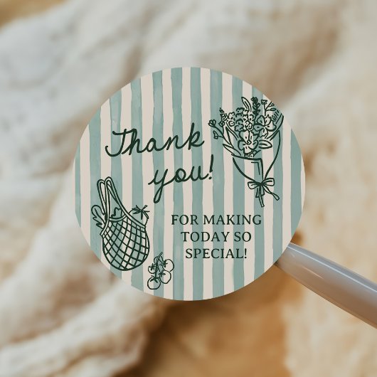 Vers Op De Markt Handgetekende Bruids Shower Ronde Sticker