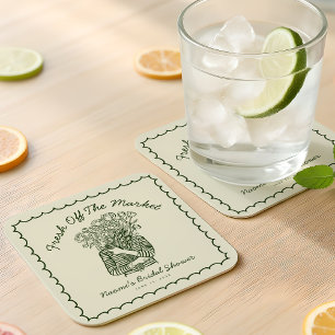 Vers Op De Markt Met De Hand Getekende Bruiloftsdo Kartonnen Onderzetters