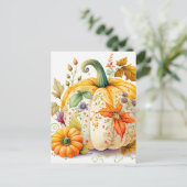 Vers Pas Geplukte Herfst Geoogste Pompoen Briefkaart (Staand voorkant)
