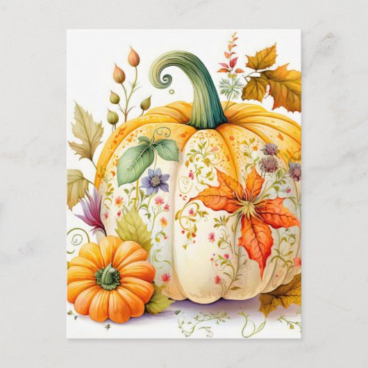 Vers Pas Geplukte Herfst Geoogste Pompoen Briefkaart (Voorkant)