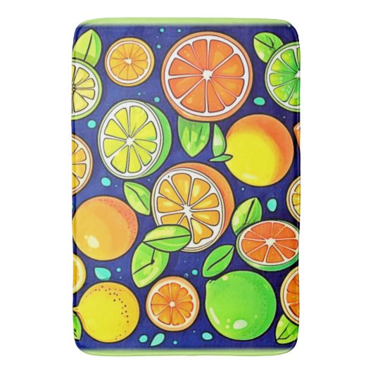 Vers pattern van verse citrus schijf badmat (Voorkant Verticaal)
