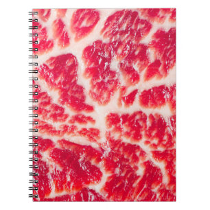 Vers rauw rundvlees steak gemarmerde vleestextuur  notitieboek