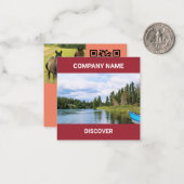 Vers rode toon in het kwadraat van QR-code Promo Notitiekaartje (Voorkant / Achterkant in situ)