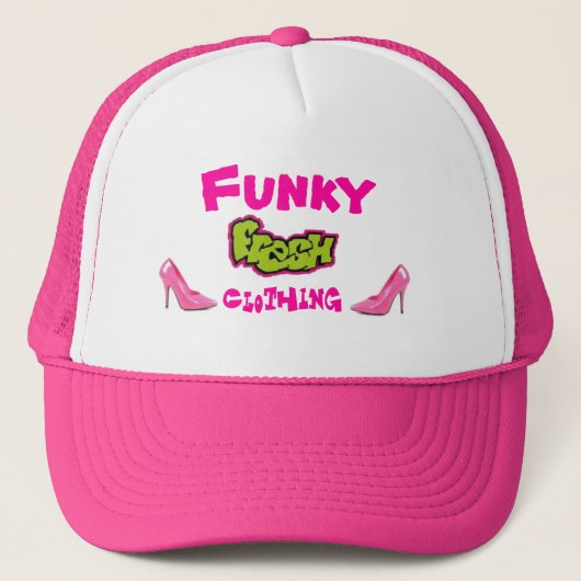 vers, roze pomp, roze, funky, kleding trucker pet (Voorkant)