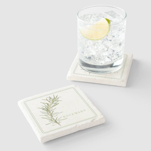 VERS ROZEMARIJN Marmeren Steen Onderzetter (Zijkant)
