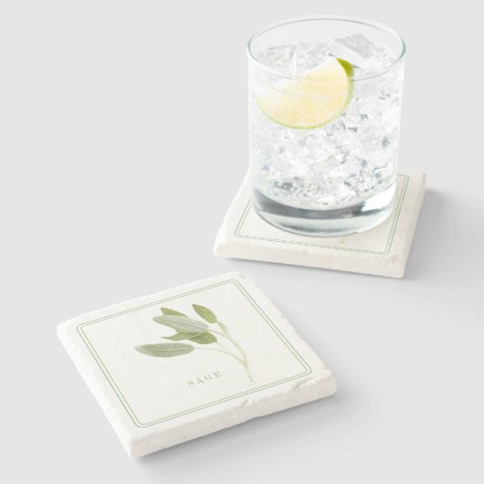 VERS SAGE Marmeren Steen Onderzetter (+tekst) (Zijkant)
