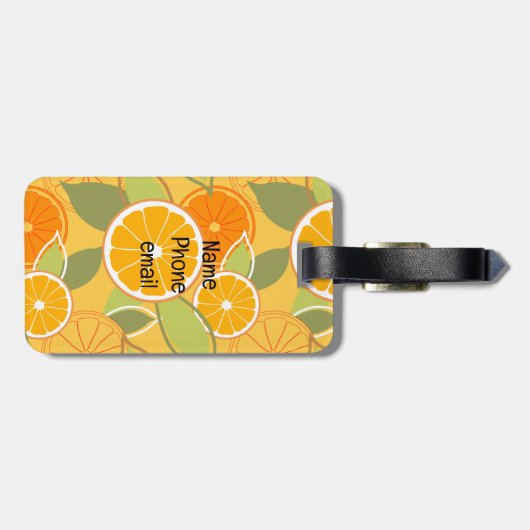 Vers Sinaasappel Citrus Grafisch Patroon Bagagelabel (Achterkant horizontaal)