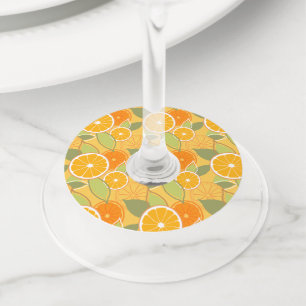 Vers Sinaasappel Citrus Grafisch Patroon Wijnglaslabel