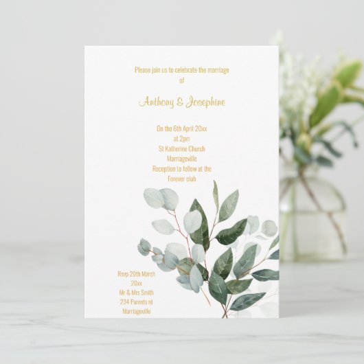VERS SPRING BOTANICAL BOUQUET WEDDING INVITATION KAART (Staand voorkant)