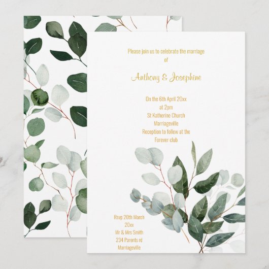 VERS SPRING BOTANICAL BOUQUET WEDDING INVITATION KAART (Voorkant / Achterkant)