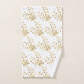 VERS SPRING GOLD WHITE FLORAL BATHROOM TOWEL SET BAD HANDDOEK (Handdoek)