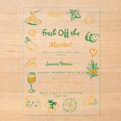 Vers uit de markt handgetrokken Vrijgezellenfeest Acryl Uitnodigingen (Voorkant)